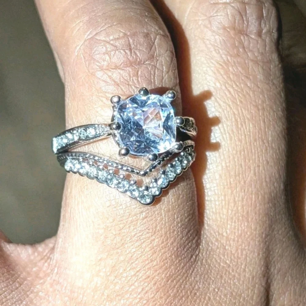 Elegant diamond bridal ring set sz 6